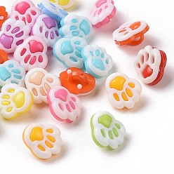Mixed Color Acrylic Shank Buttons, 1-Hole, Dyed, Palm, Mixed Color, 13x12x4mm, Hole: 3mm