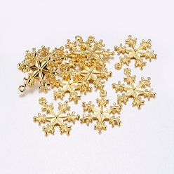 Golden Zinc Tibetan Style Alloy Pendants, Snowflake Pendants, Charms for Christmas Day Gift Making, Lead Free and Cadmium Free, Golden, about 29mm long, 22mm wide, 3mm thick, hole: 2mm