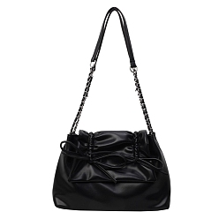 Черный Женская сумка через плечо из искусственной кожи с бантом, рюкзак, чёрные, 31x22x9 см