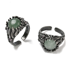 Зеленый Авантюрин Манжеты из натурального зеленого авантюрина, круглые, медные кольца, 13 мм