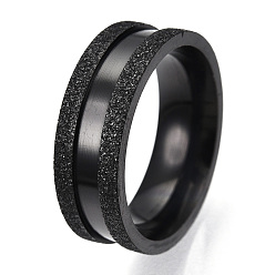 Electrophoresis Black 201 рифленое кольцо из нержавеющей стали для женщин, электрофорез черный, внутренний диаметр: 15 мм, широк: 6 мм