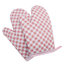 Tartan Polycotton(Polyester Cotton) Oven Mitts for Kitchen Heat Resistant Oven Gloves, for DIY Cake Bakeware, Tartan, 280mm