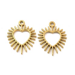 Golden Ion Plating(IP) 304 Stainless Steel Pendants, Heart Charm, Golden, 20x16x1.5mm, Hole: 1.6mm