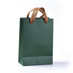Sea Green Kraft Paper Bags, Gift Bags, Shopping Bags, with Cotton Cord Handles, Sea Green, 18.9x12.9x0.3cm
