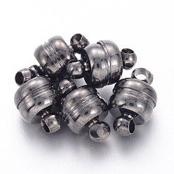 Черный Цвет Металла Латунные магнитные застежки с петлями, овальные, металлический черный , 11x7 мм, отверстие : 1.5 мм