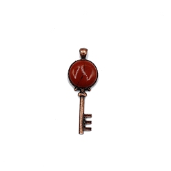 Red Jasper Natural Red Jasper Big Pendants, Red Copper Plated Alloy Key Charms, 62x22mm