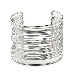 Stainless Steel Color 304 Stainless Steel Multi Line Cuff Bangles, Stainless Steel Color, Inner Diameter: 1-7/8x2-1/2 inch(4.9x6.25cm)