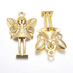 Golden Tibetan Style Alloy Pendants, Fairy, Cadmium Free & Nickel Free & Lead Free, Golden, 58x34x5mm, Hole: 4mm