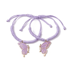 Сливовый Браслеты с подвесками из сплава эмали, бабочка, слива, внутренний диаметр: 1-1/8~3-1/8 дюйм (2.95 см ~ 7.8 см)