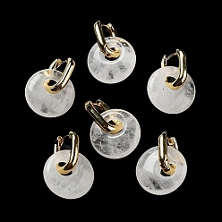 Хрусталь Латунные серьги обруча, с натуральным кварцевым резонатором, долговечный, без кадмия и без свинца, пончик / пи-диск, 27 мм