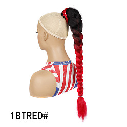 LS19-1BTRED# Extension de cheveux synthétiques tressés à trois brins colorés pour coiffure longue queue de cheval des femmes africaines