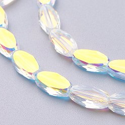 Clear AB Glass Imitation Austrian Crystal Beads, Faceted Oval, Clear, 10x6x3.2mm, Hole: 0.8mm