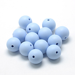 Light Steel Blue Food Grade Eco-Friendly Silicone Beads, Round, Light Steel Blue, 8~10mm, Hole: 1~2mm