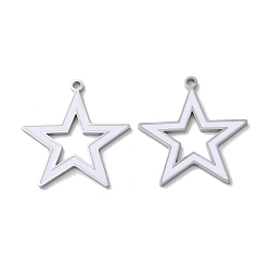 Stainless Steel Color 304 Stainless Steel Pendants, with Enamel, Star Charm, Stainless Steel Color, 25x24x1.5mm, Hole: 1.6mm
