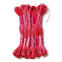 Red 6 Skeins 6-Ply Embroidery Foss, Luminous Polyester Cord, Embroidery Thread, Red, 0.5mm, 8m/skein