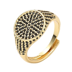 Черный Манжеты из латуни с микро паве кубический цирконий для женщин, круглые, без кадмия и без свинца, стойки покрытие, чёрные, 13 мм, размер США 7 3/4 (17.9 мм)