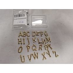 Golden 26Pcs 26 Styles Brass Pendants, Letter A~Z Charms, Golden, 19~27x6~22x3mm, Hole: 1.6mm