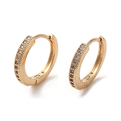 Light Gold Brass Micro Pave Cubic Zirconia Hoop Earrings, Ring, Light Gold, 14x2mm