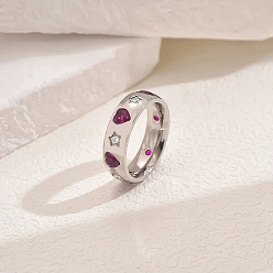 Серебро Латунные кольца с цирконием микро паве для женщин, серебряные, внутренний диаметр: 16~19 мм