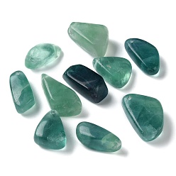 Fluorite Natural Green Fluorite Pendants, Nuggets Charms, Tumbled Stone, 24~35x13~23x10~15mm, Hole: 1.4~1.6mm