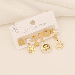 1# Stainless Steel Eye Earrings Set Butterfly Heart Studs Chic Jewelry E453