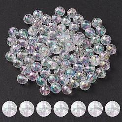 Clear AB Faceted Eco-Friendly Transparent Acrylic Round Beads, AB Color, Clear AB, 8mm, Hole: 1.5mm