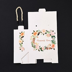 Flower Rectangle Paper Gift Boxes with Handle Rope, for Gift Wrapping, Floral Pattern, 14x7x10.5cm