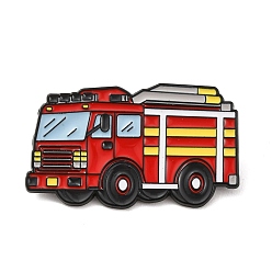 Красный Эмалевые значки в виде пожарной машины, Черные металлические застежки для значков на лацкан для рюкзака или одежды, красные, 24x40 мм
