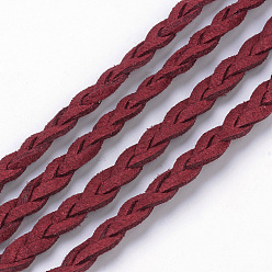 Dark Red Braided Faux Suede Cord, Faux Suede Lace, Dark Red, 7x3mm, about 45yards/bundle