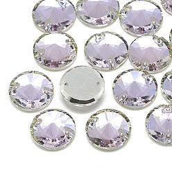 Vitrail Light Sew on Rhinestone, K9 Glass Rhinestone, Two Holes, Garments Accessories, Random Color Back Plated, Faceted, Cone, Vitrail Light, 10x4mm, Hole: 0.8mm