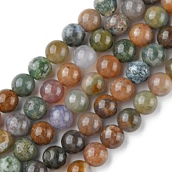 Indian Agate Natural Indian Agate Beads Strands, Round, 8mm, Hole: 0.8mm, about 44~47pcs/strand, 14.80~14.96 inch(37.6~38cm)