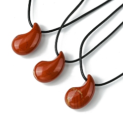 Красный Камень Натуральный красный яшмы кулон ожерелье, воском шнура, Магатама, 14.17~27.95 дюйм (36~71 см)