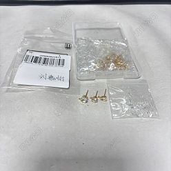 Mixed Shapes 18 шт. 3 стили латунные микропаве прозрачные кубические циркониевые серьги-гвоздики фурнитура, с петлей, долговечный, без никеля , реальный 18 k позолоченный, с ушными гайками 18 шт., разнообразные, 7~9x4.5~7 мм, отверстие : 0.9 мм, 6 шт / стиль