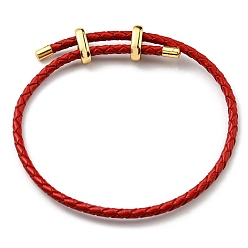 FireBrick Leather Braided Cord Bracelets, Adjustable Bracelet, FireBrick, Inner Diameter: 5/8~2-7/8 inch(1.5~7.3cm)