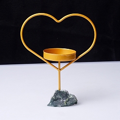 Moss Agate Rough Raw Natural Moss Agate Base Candle Holder, Heart Candlesticks for Wedding Decoration, Tray: 55mm