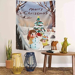 Mixed Color Christmas Theme Christmas Tree Pattern Polyester Wall Hanging Tapestry, for Bedroom Living Room Decoration, Rectangle, Mixed Color, 950x730mm