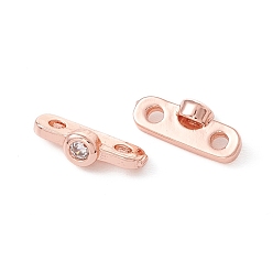 Rose Gold Rack Plating Brass Pave Clear Cubic Zirconia Connector Charms, Long-Lasting Plated, Cadmium Free & Lead Free, Oval, Rose Gold, 10.5x4x3mm, Hole: 1.5mm