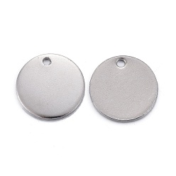 Stainless Steel Color 201 Stainless Steel Charms, Stamping Blank Tag, Laser Cut, Flat Round, Stainless Steel Color, 15x1mm, Hole: 1.6mm