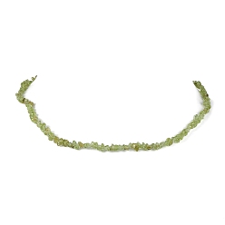 Peridot Natural Peridot Chip Beaded Necklace, Golden, 15.94~15.98 inch(40.5~40.6cm)