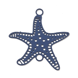 Midnight Blue 430 Stainless Steel Connector Charms, Etched Metal Embellishments, Starfish Links, Midnight Blue, 21x20.5x0.5mm, Hole: 1.8mm