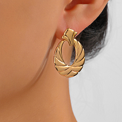 Oval Гламурные 201 нержавеющая сталь 201 серьги-гвоздики из нержавеющей стали, золотые, овальные, 35x23 мм