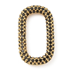 Черный Стойка покрытие латунь микропаве кубический цирконий овальные соединительные кольца, долговечный, без свинца и без кадмия, реальный 18 k позолоченный, чёрные, 25x14.5x3 мм, внутренний диаметр: 19x8.5 мм