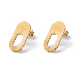 Golden 304 Stainless Steel Stud Earring Findings, with Hole, Oval, Golden, 19x9mm, Hole: 8x4mm, Pin: 0.7mm