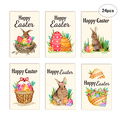 Rabbit Rectangle Folded Paper Greeting Card, Easter Theme Party Invitation Card, Rectangle, with Envelope & Stickers, Easter Theme Pattern, Card: 220x160mm, 24pcs
