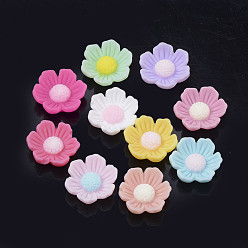 Mixed Color Opaque Resin Cabochons, Flower, Mixed Color, 13x13x4.5mm