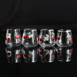 Cherry Mini Glass Pot Belly Cups, Miniature Ornaments, Micro Landscape Garden Dollhouse Accessories, Pretending Prop Decorations, Cherry, 18x12mm, 4pcs/bag