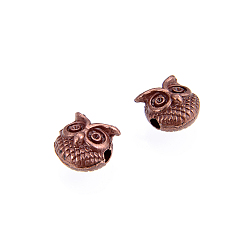 Red Copper Zinc Alloy Beads Rhinestone Settings, Owl, Red Copper, 11x10.5x8.5mm, Hole: 2mm