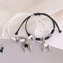 Star Alloy Enamel Charm Bracelets Set for Women, Star Pattern, 5-1/2~8-5/8 inch(14~22cm), 2Pcs/set