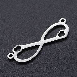 Stainless Steel Color 201 Stainless Steel Links connectors, Laser Cut Links, Infinity, Stainless Steel Color, 8.5x28x1mm, Hole: 1.4mm