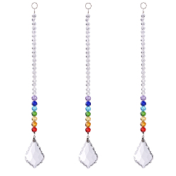 Colorful Crystal Suncatcher Prism Ball, Chakra Pendant Sphere Feng Shui Decoration, Window Chandelier Hanging Ornament, Teardrop, Colorful, 240mm